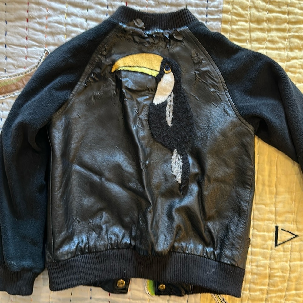 Mini Rodini toucan jacket vinyl/terry *damage*